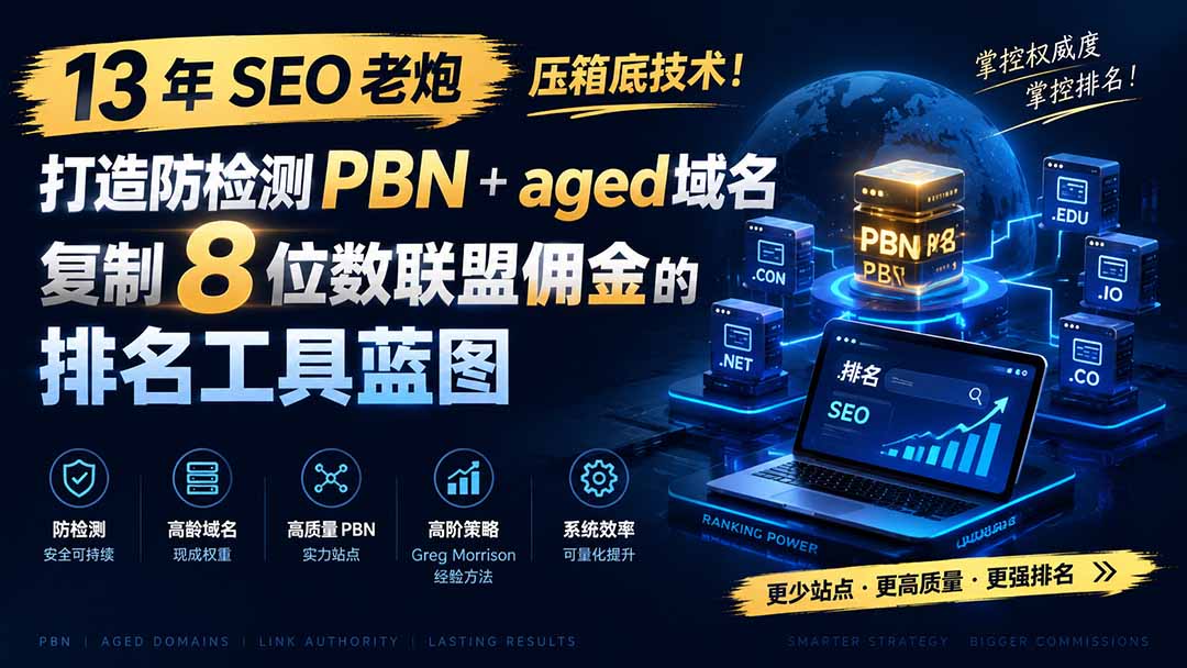 (19824期)13 年 SEO 老炮压箱底技术!打造防检测 PBN+aged 域名,复制 8 位数联盟佣金的排名工具蓝图【原创双语字幕】 (19824期)13 年 SEO 老炮压箱底技术!打造防检测 PBN+aged 域名,复制 8 位数联盟佣金的排名工具蓝图【原创双语字幕】