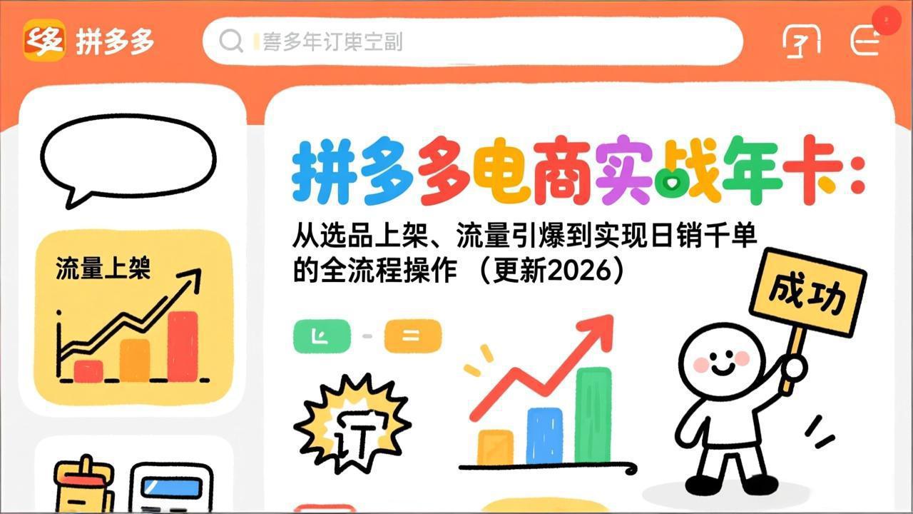 (19839期)拼多多电商实战年卡:从选品上架、流量引爆到实现日销千单的全流程操作(更新2026年8月) (19839期)拼多多电商实战年卡:从选品上架、流量引爆到实现日销千单的全流程操作(更新2026年8月)
