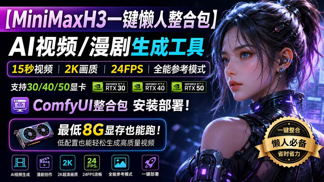 (20130期)MiniMaxH3一键懒人整合包:AI视频/漫剧生成工具,15秒视频_2K画质_24FPS_全能模式,支持30_40_50显卡,8g显存也能跑 (20130期)MiniMaxH3一键懒人整合包:AI视频/漫剧生成工具,15秒视频_2K画质_24FPS_全能模式,支持30_40_50显卡,8g显存也能跑