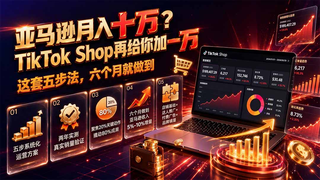 (19643期)亚马逊月入十万?TikTok Shop再给你加一万——这套五步法,六个月就做到【原创双语字幕】 (19643期)亚马逊月入十万?TikTok Shop再给你加一万——这套五步法,六个月就做到【原创双语字幕】