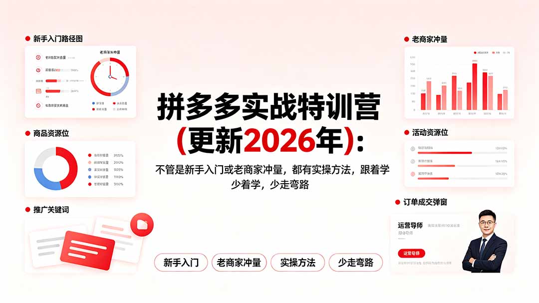 (19724期)拼多多实战特训营(更新2026年):不管是新手入门或老商家冲量,都有实操方法,跟着学,少走弯路 (19724期)拼多多实战特训营(更新2026年):不管是新手入门或老商家冲量,都有实操方法,跟着学,少走弯路