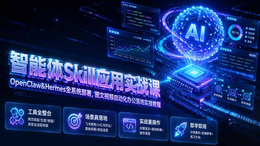 (19645期)智能体Skill应用实战课:OpenClaw&Hermes全系统部署,图文视频自动化办公落地实操教程 (19645期)智能体Skill应用实战课:OpenClaw&Hermes全系统部署,图文视频自动化办公落地实操教程