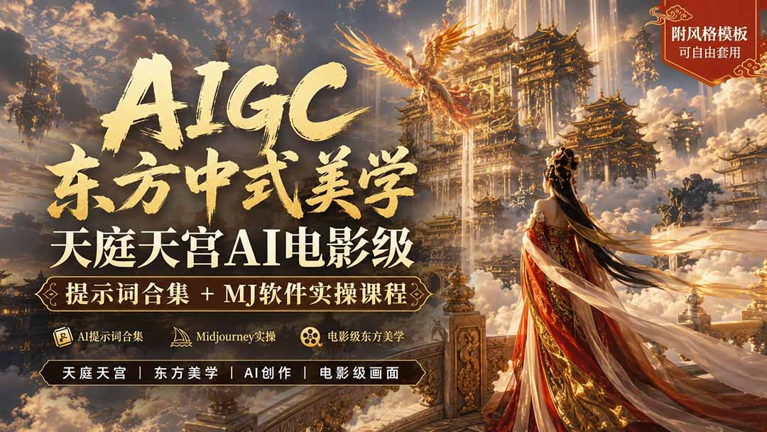 (19998期)AIGC东方中式美学天庭天宫AI电影级提示词合集+MJ软件实操课程 (19998期)AIGC东方中式美学天庭天宫AI电影级提示词合集+MJ软件实操课程