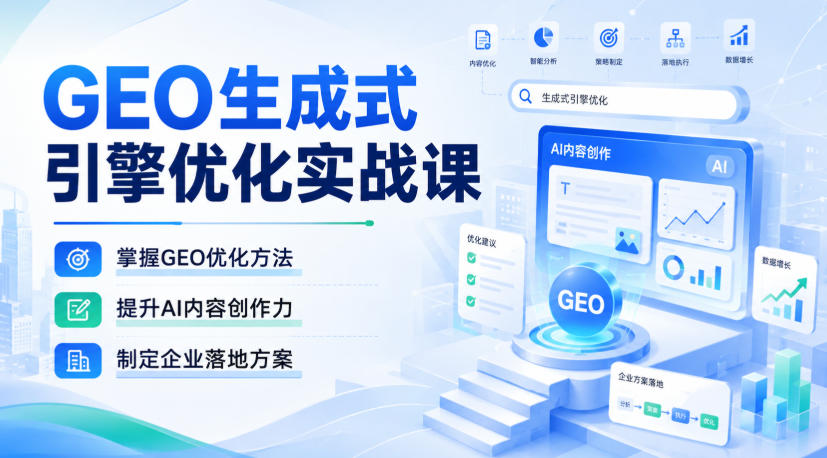 GEO生成式引擎优化实战课,掌握GEO优化方法,提升AI内容创作力,制定企业落地方案 GEO生成式引擎优化实战课,掌握GEO优化方法,提升AI内容创作力,制定企业落地方案