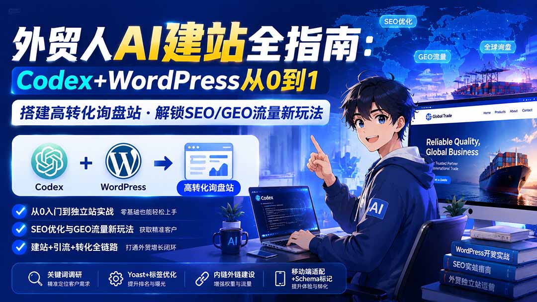(20003期)外贸人AI建站全指南:Codex+WordPress从0到1·搭建高转化询盘站·解锁SEO/GEO流量新玩法-更新8月 (20003期)外贸人AI建站全指南:Codex+WordPress从0到1·搭建高转化询盘站·解锁SEO/GEO流量新玩法-更新8月