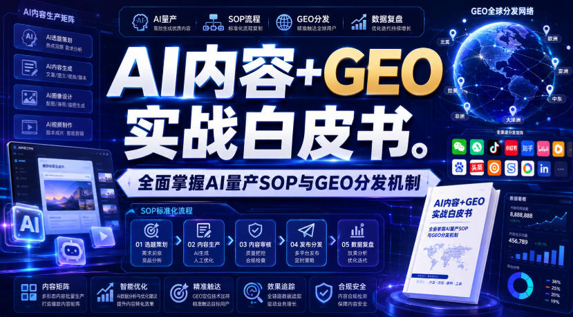 AI内容+GEO实战白皮书,全面掌握AI量产SOP与GEO分发机制【文档】 AI内容+GEO实战白皮书,全面掌握AI量产SOP与GEO分发机制【文档】
