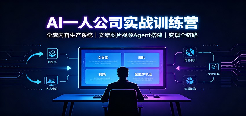 AI创作一人公司实战训练营:全套内容生产系统,文案图片视频Agent搭建变现全链路 AI创作一人公司实战训练营:全套内容生产系统,文案图片视频Agent搭建变现全链路