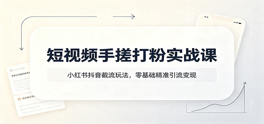 短视频手搓打粉实战课:小红书抖音截流玩法,零基础精准引流变现 短视频手搓打粉实战课:小红书抖音截流玩法,零基础精准引流变现