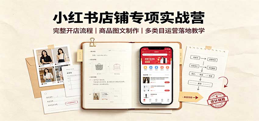 小红书店铺专项实战营:完整开店流程,商品图文制作,多类目运营落地教学 小红书店铺专项实战营:完整开店流程,商品图文制作,多类目运营落地教学