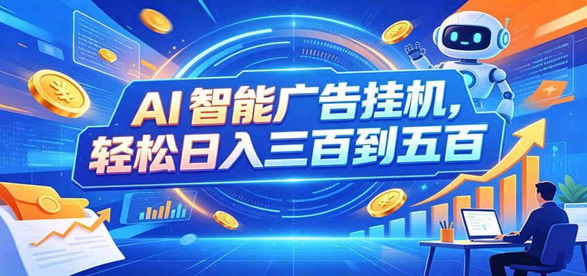 AI智能广告挂机,24小时自动跑,日入300-500,新手零门槛 AI智能广告挂机,24小时自动跑,日入300-500,新手零门槛