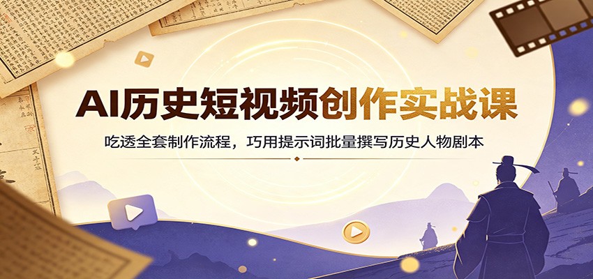 AI历史短视频创作实战课:吃透全套制作流程,巧用提示词批量撰写历史人物剧本 AI历史短视频创作实战课:吃透全套制作流程,巧用提示词批量撰写历史人物剧本
