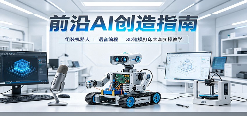 前沿AI创造指南:组装机器人、语音编程、3D建模打印大咖实操教学 前沿AI创造指南:组装机器人、语音编程、3D建模打印大咖实操教学