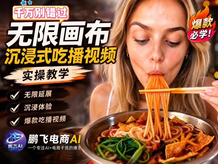 保姆级教程|用AI无线画布做沉浸式吃播,3步直接出片,无线画布工作流,操作简单好上手 保姆级教程|用AI无线画布做沉浸式吃播,3步直接出片,无线画布工作流,操作简单好上手