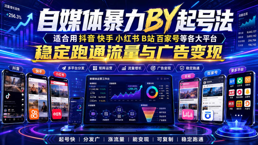 自媒体暴力搬运起号法,适合用抖音快手小红书B站百家号等各大平台,稳定跑通流量与广告变现 自媒体暴力搬运起号法,适合用抖音快手小红书B站百家号等各大平台,稳定跑通流量与广告变现