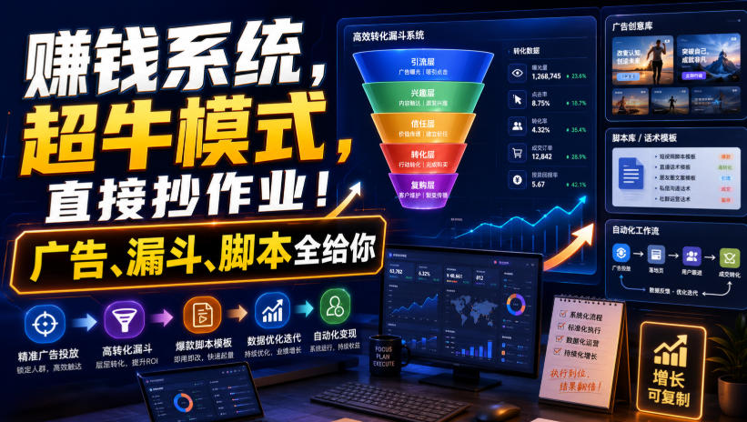 賺钱系统,超牛模式,直接抄作业!广告、漏斗、脚本全给你【原创双语字幕】 賺钱系统,超牛模式,直接抄作业!广告、漏斗、脚本全给你【原创双语字幕】