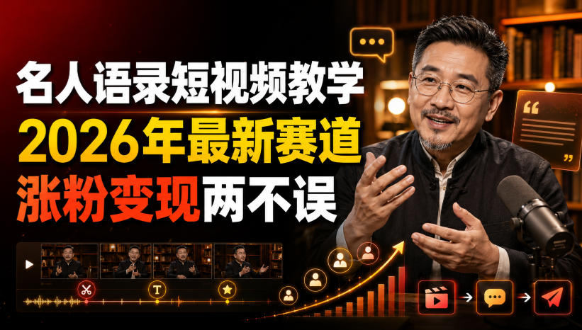 名人语录短视频教学,2026年最新赛道,涨粉变现两不误 名人语录短视频教学,2026年最新赛道,涨粉变现两不误