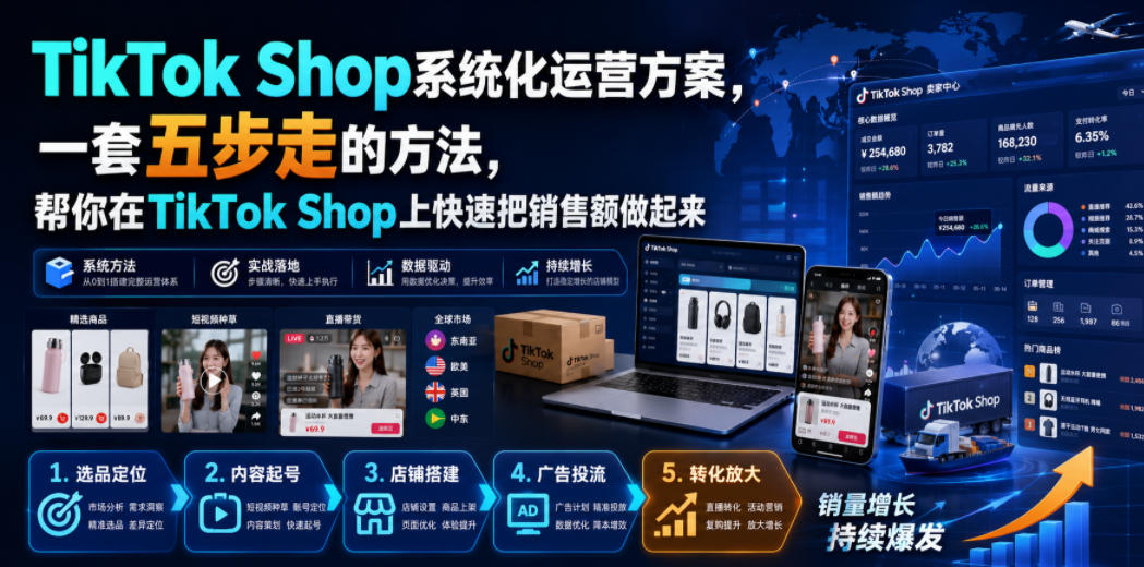 TikTok Shop系统化运营方案，一套五步走的方法，帮你在TikTok Shop上快速把销售额做起来【原创双语字幕】