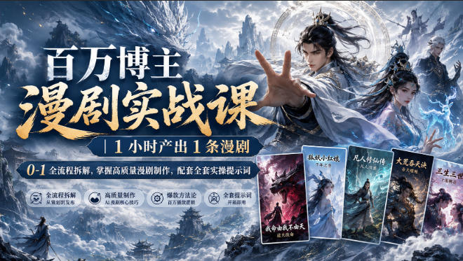 百万博主漫剧实战课|1小时产出1条漫剧,0‑1全流程拆解,掌握高质量漫剧制作,配套全套实操提示词 百万博主漫剧实战课|1小时产出1条漫剧,0‑1全流程拆解,掌握高质量漫剧制作,配套全套实操提示词