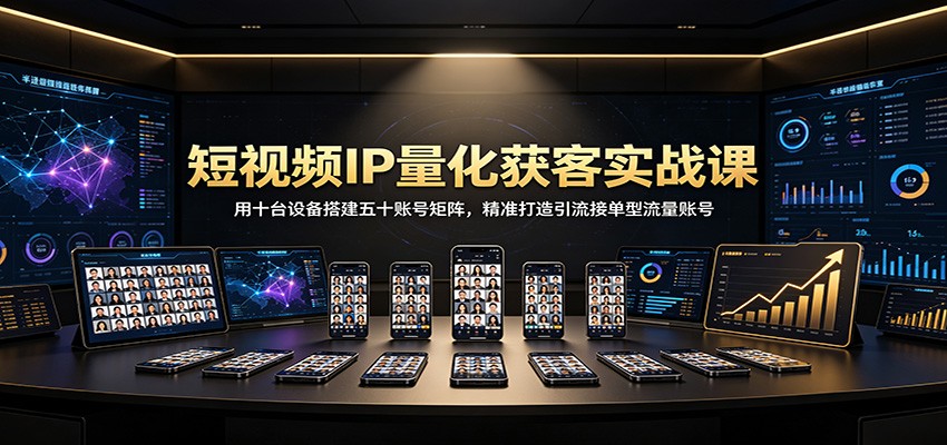 短视频IP量化获客实战课:用十台设备搭建五十账号矩阵,精准打造引流接单型流量账号 短视频IP量化获客实战课:用十台设备搭建五十账号矩阵,精准打造引流接单型流量账号