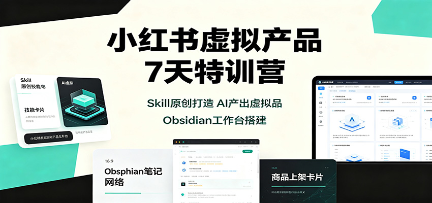 小红书虚拟产品7天特训营：Skill原创打造，AI产出虚拟品，Obsidian工作台搭建