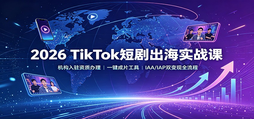 2026 TikTok短剧出海实战课:机构入驻资质办理,一键成片工具,IAA/IAP双变现全流程 2026 TikTok短剧出海实战课:机构入驻资质办理,一键成片工具,IAA/IAP双变现全流程