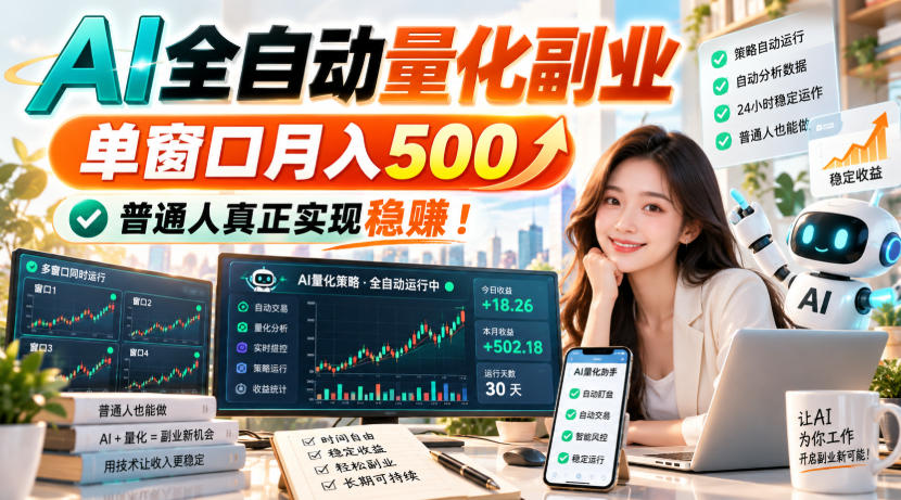 (20735期)AI全自动量化副业,单窗口月入500,普通人真正实现稳赚! (20735期)AI全自动量化副业,单窗口月入500,普通人真正实现稳赚!