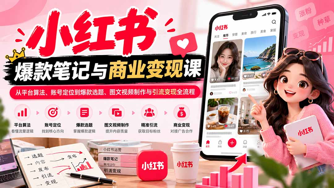 (20709期)2026小红书爆款笔记与商业变现课:从平台算法、账号定位到爆款选题、图文视频制作与引流变现全流程 (20709期)2026小红书爆款笔记与商业变现课:从平台算法、账号定位到爆款选题、图文视频制作与引流变现全流程