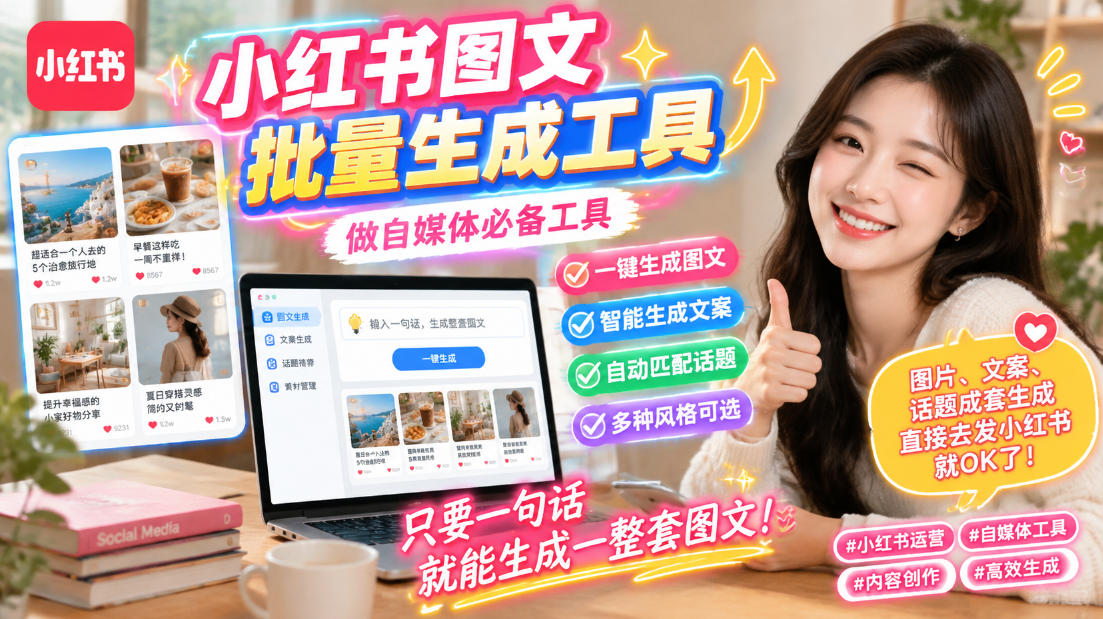(20300期)小红书图文批量生成工具,话题、文案、配图一键生成,直接发布,做自媒体必备工具 (20300期)小红书图文批量生成工具,话题、文案、配图一键生成,直接发布,做自媒体必备工具