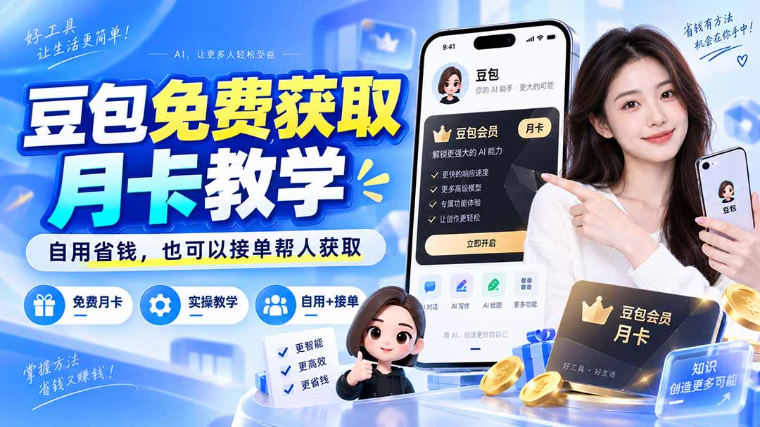 (20358期)豆包免费获取月卡教学,自用省钱,也可以接单帮人获取 (20358期)豆包免费获取月卡教学,自用省钱,也可以接单帮人获取