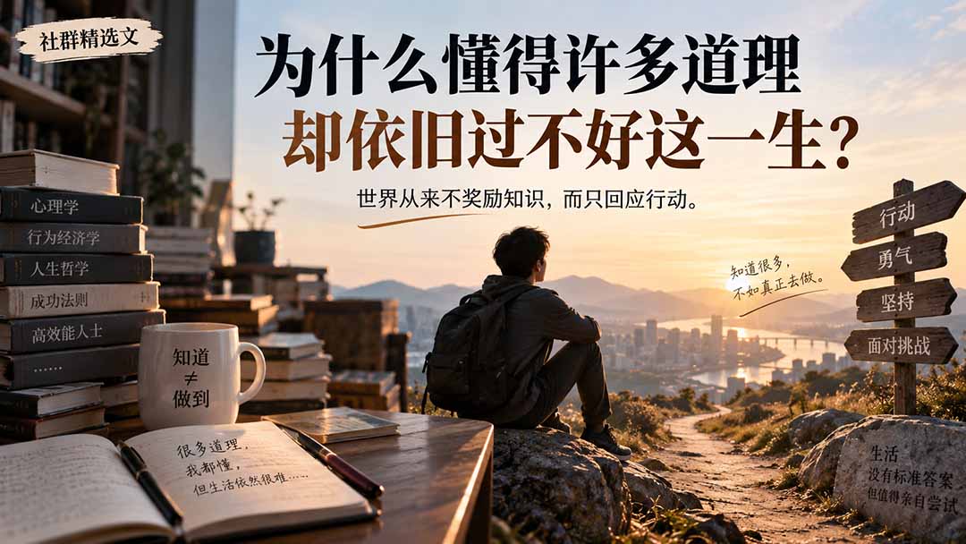 (20462期)社群精选文:为什么懂得许多道理却依旧过不好这一生? (20462期)社群精选文:为什么懂得许多道理却依旧过不好这一生?