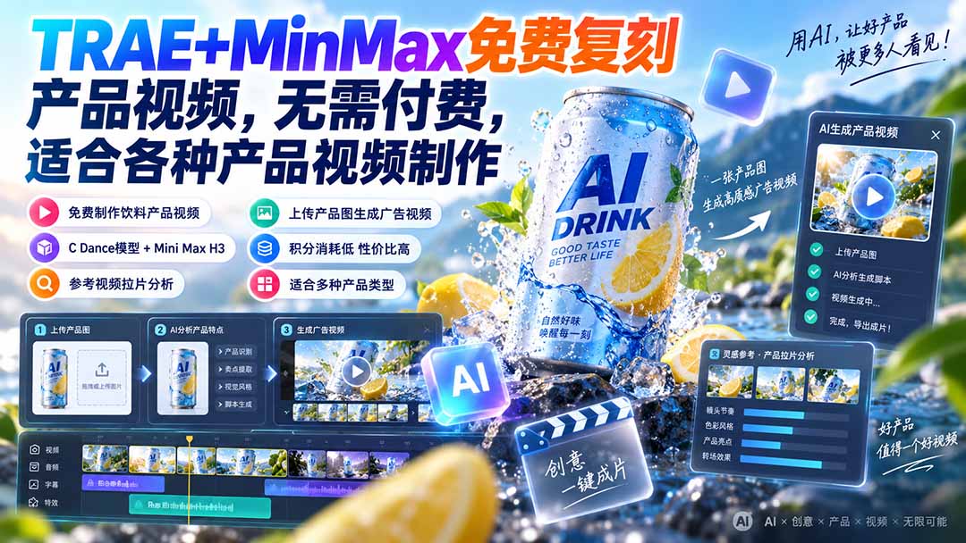 (20362期)TRAE+MinMax免费复刻产品视频,无需付费,适合各种产品视频制作 (20362期)TRAE+MinMax免费复刻产品视频,无需付费,适合各种产品视频制作