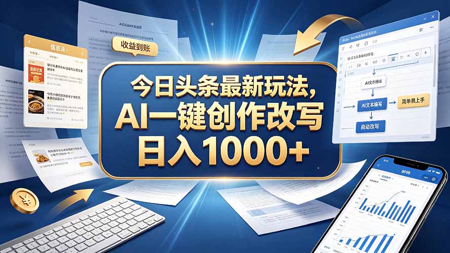 (20566期)今日头条最新玩法,AI 一键创作改写,简单易上手,轻松日入 1000 + (20566期)今日头条最新玩法,AI 一键创作改写,简单易上手,轻松日入 1000 +