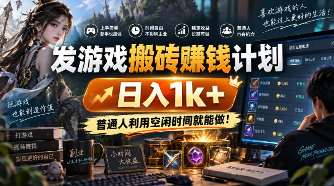 (20498期)游戏搬砖賺钱计划 ,日入千元,可批量矩阵操作适合新手小白! (20498期)游戏搬砖賺钱计划 ,日入千元,可批量矩阵操作适合新手小白!