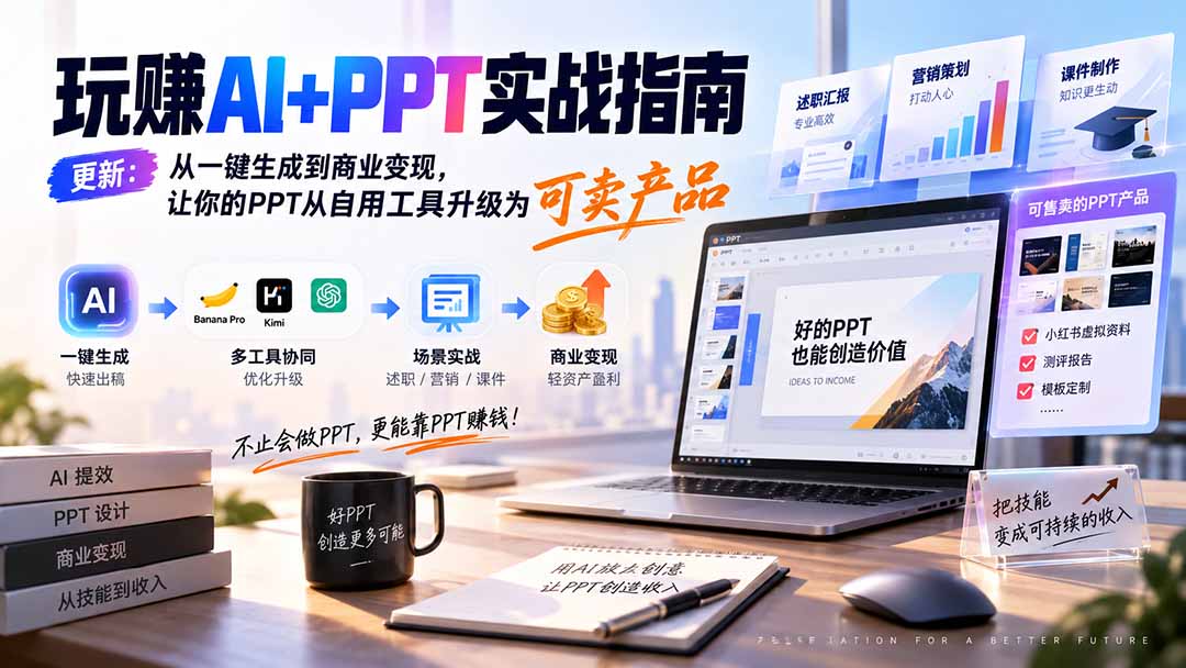 (20247期)玩赚AI+PPT实战指南-更新5月13:从一键生成到商业变现,让你的PPT从自用工具升级为可卖产品 (20247期)玩赚AI+PPT实战指南-更新5月13:从一键生成到商业变现,让你的PPT从自用工具升级为可卖产品