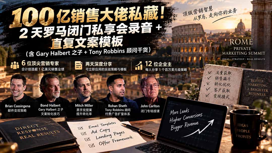 (20593期)100亿销售大佬私藏-无水印!2天罗马闭门私享会录音+直复文案模板【原创双语字幕】 (20593期)100亿销售大佬私藏-无水印!2天罗马闭门私享会录音+直复文案模板【原创双语字幕】