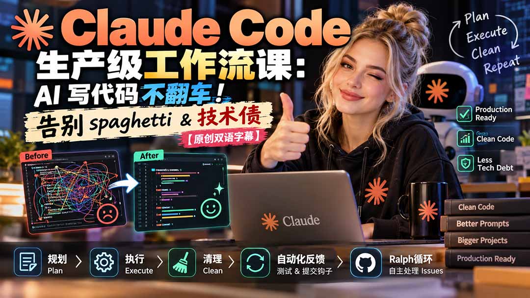 (20739期)Claude Code 生产级工作流课:AI 写代码不翻车!告别 spaghetti & 技术债【原创双语字幕】 (20739期)Claude Code 生产级工作流课:AI 写代码不翻车!告别 spaghetti & 技术债【原创双语字幕】