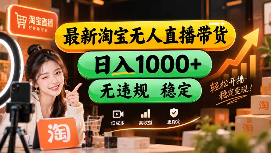 (20453期)【新技术】淘宝无人直播,独家,日入2K+,无封号,可矩阵,长期稳定 (20453期)【新技术】淘宝无人直播,独家,日入2K+,无封号,可矩阵,长期稳定