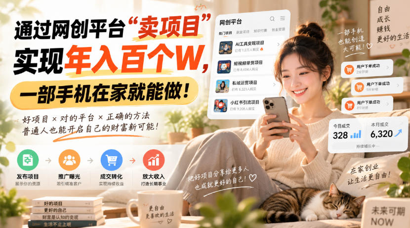 (20445期)通过网创平台“卖项目”实现年入百万,一部手机在家就能做! (20445期)通过网创平台“卖项目”实现年入百万,一部手机在家就能做!