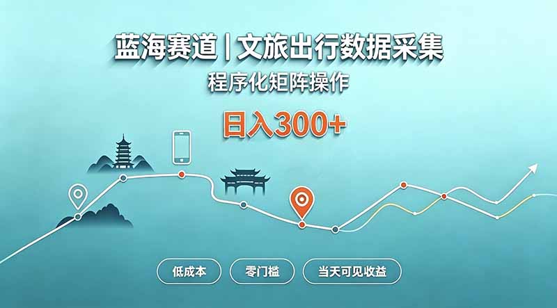 (20478期)蓝海赛道 文旅出行数据采集 程序化矩阵操作 低成本 零门槛 当天可见收益 日入300+ (20478期)蓝海赛道 文旅出行数据采集 程序化矩阵操作 低成本 零门槛 当天可见收益 日入300+