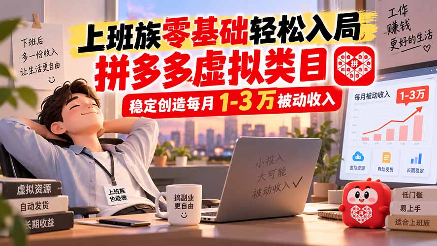 (20250期)上班族零基础轻松入局,拼多多虚拟类目,稳定创造每月 1-3 万被动收入 (20250期)上班族零基础轻松入局,拼多多虚拟类目,稳定创造每月 1-3 万被动收入