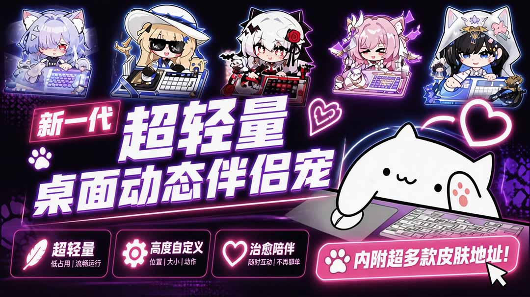 (20293期)开源免费用!新一代超轻量桌面动态伴侣宠,体验更美观,更丝滑,内附超多款皮肤地址,BongoCat (20293期)开源免费用!新一代超轻量桌面动态伴侣宠,体验更美观,更丝滑,内附超多款皮肤地址,BongoCat
