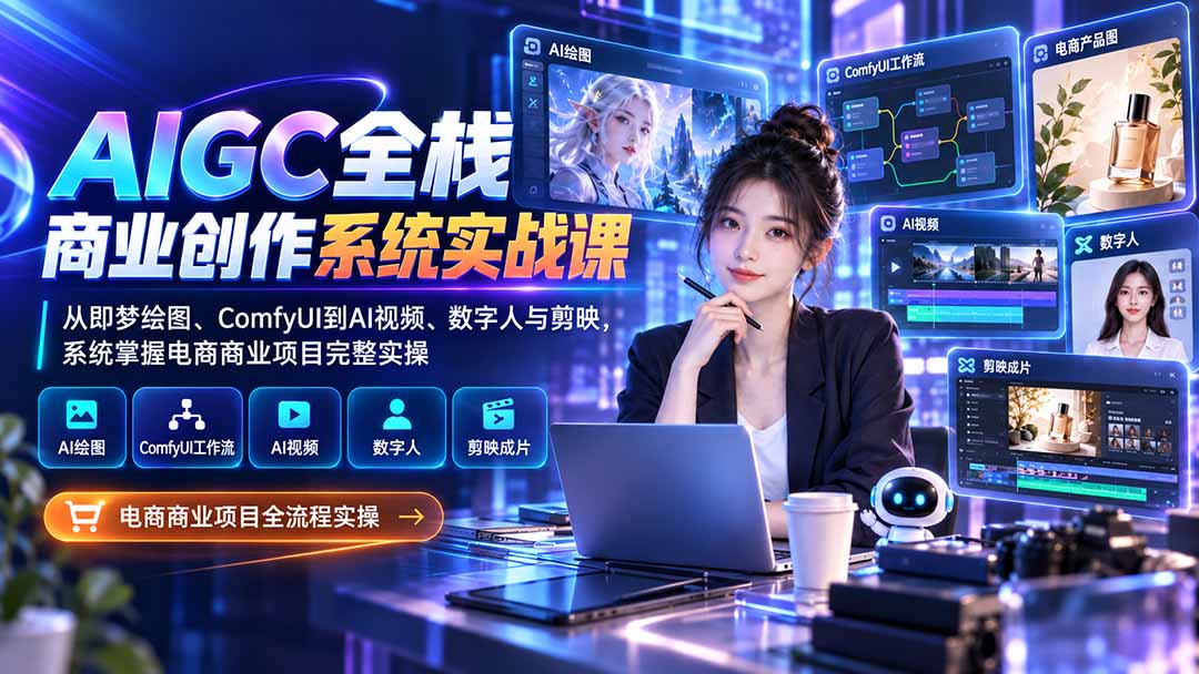 (20342期)AIGC全栈商业创作系统实战课:从即梦绘图、ComfyUI到AI视频、数字人与剪映,系统掌握电商商业项目完整实操 (20342期)AIGC全栈商业创作系统实战课:从即梦绘图、ComfyUI到AI视频、数字人与剪映,系统掌握电商商业项目完整实操