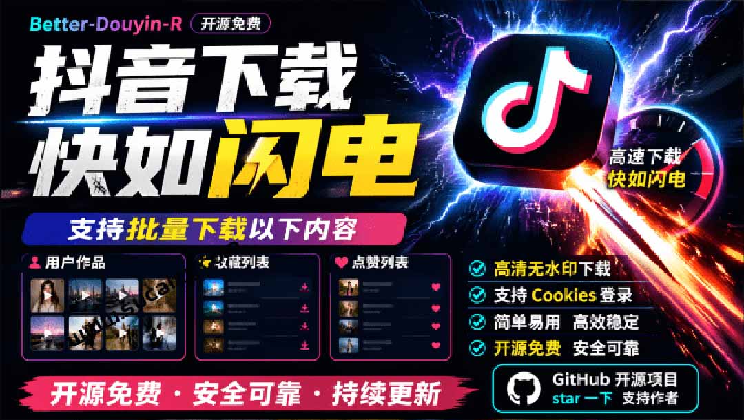 (20511期)超级好用!D音视频下载神器,支持批量下载用户作品收藏列表和点赞列表,开源免费 Better-douyin-R (20511期)超级好用!D音视频下载神器,支持批量下载用户作品收藏列表和点赞列表,开源免费 Better-douyin-R