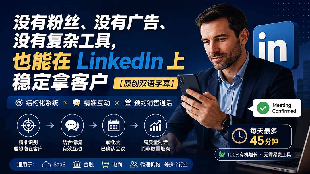 (20220期)没有粉丝、没有广告、没有复杂工具,也能在 LinkedIn 上稳定拿客户【原创双语字幕】 (20220期)没有粉丝、没有广告、没有复杂工具,也能在 LinkedIn 上稳定拿客户【原创双语字幕】