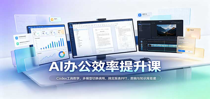 AI办公效率提升课:Codex工具教学,多模型切换调用,搞定报表PPT、剪辑与知识库搭建 AI办公效率提升课:Codex工具教学,多模型切换调用,搞定报表PPT、剪辑与知识库搭建