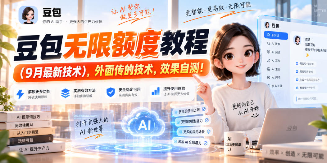 豆包无限额度教程(9月最新技术),外面传的技术,效果自测! 豆包无限额度教程(9月最新技术),外面传的技术,效果自测!