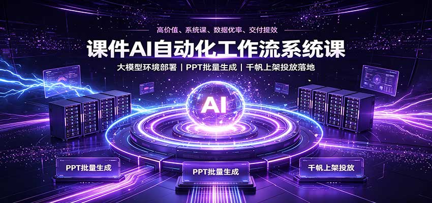 课件AI自动化工作流系统课:大模型环境部署,PPT批量生成,千帆上架投放落地 课件AI自动化工作流系统课:大模型环境部署,PPT批量生成,千帆上架投放落地