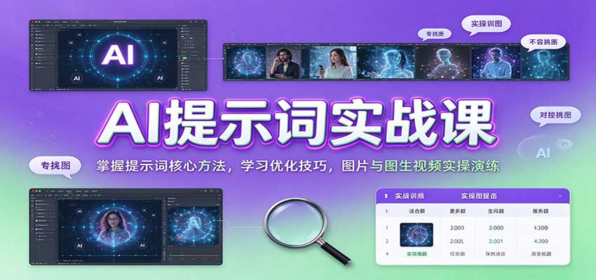 AI提示词实战课:掌握提示词核心方法,学习优化技巧,图片与图生视频实操演练 AI提示词实战课:掌握提示词核心方法,学习优化技巧,图片与图生视频实操演练
