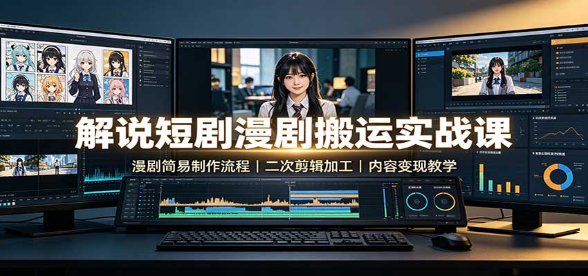 解说短剧漫剧搬运实战课:漫剧简易制作流程,二次剪辑加工,内容变现教学 解说短剧漫剧搬运实战课:漫剧简易制作流程,二次剪辑加工,内容变现教学