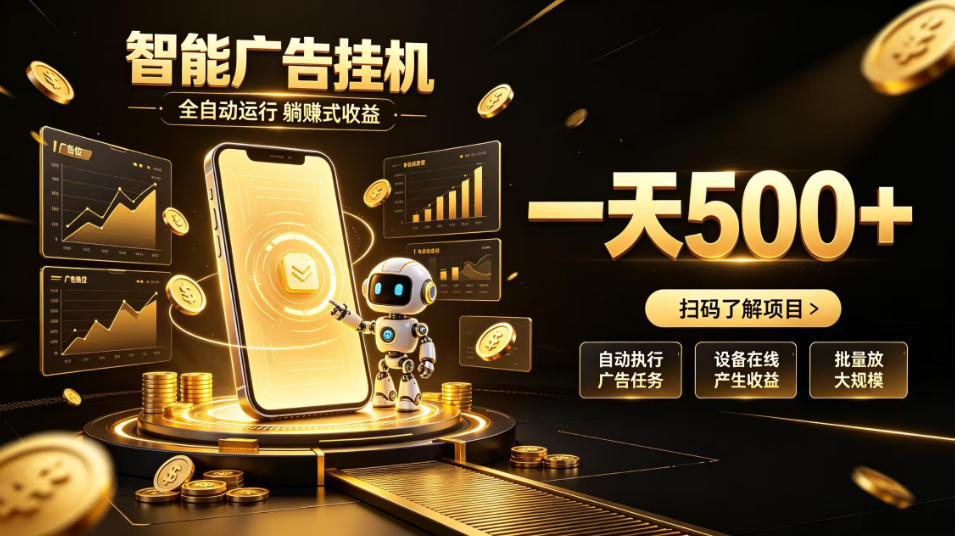 智能广告挂G项目,无需人工值守,全自动躺賺增收,单日收益可达500+【揭秘】 智能广告挂G项目,无需人工值守,全自动躺賺增收,单日收益可达500+【揭秘】